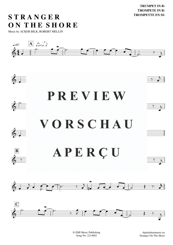 Produktgalerie: Seite 2 von 3 Stranger On The Shore, Bilk, Acker, Trompete in B