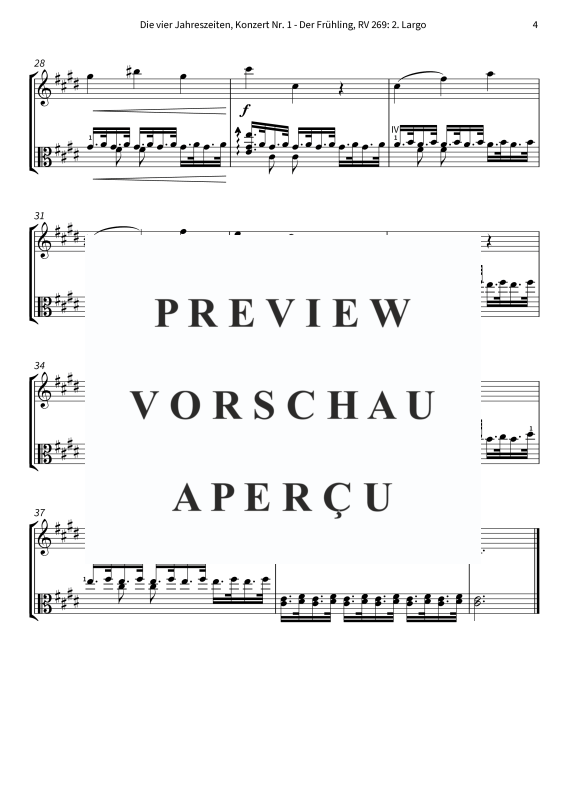 Produktgalerie: Seite 6 von 6 Die vier Jahreszeiten, Konzert Nr. 1 - Der Frühling - 2. Largo, The Twiolins, (Duett Violine + Viola)