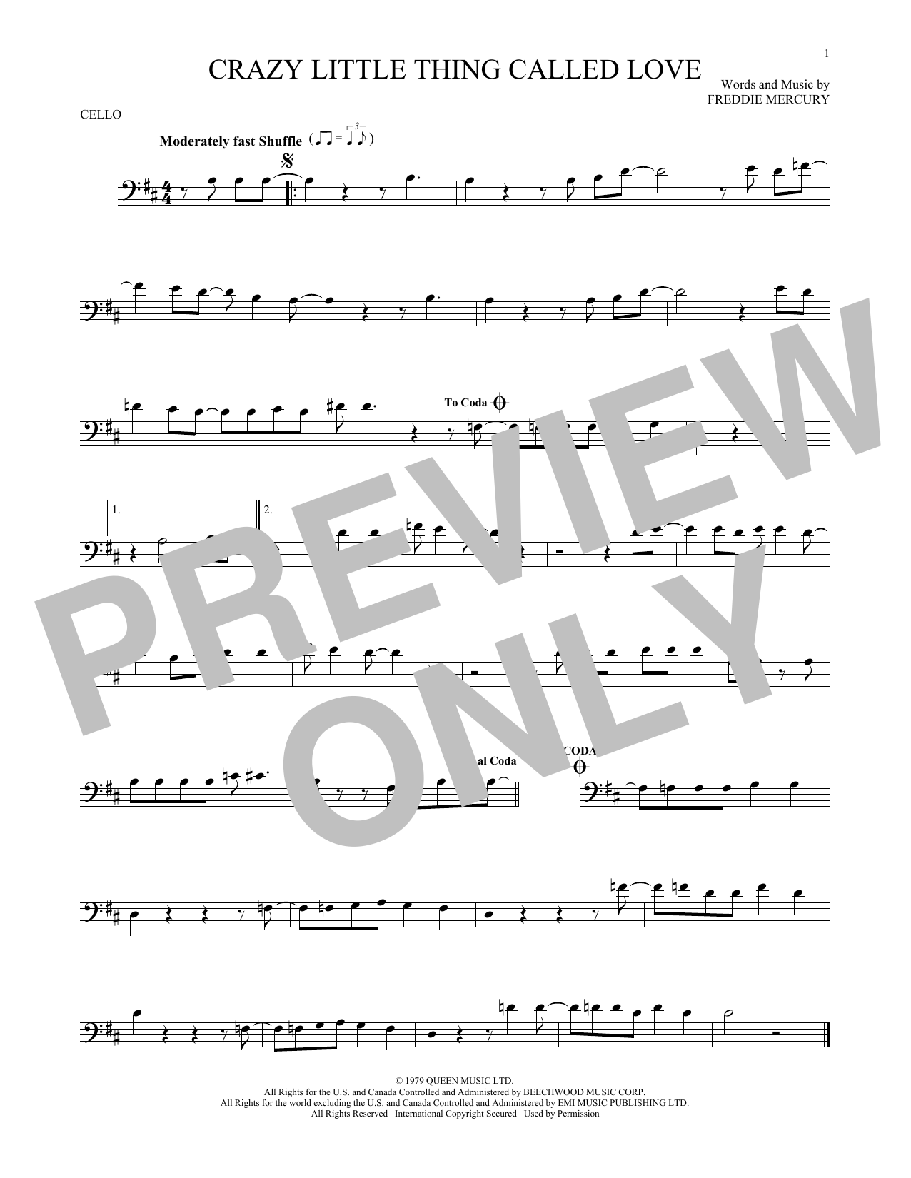 Produktgalerie: Seite 1 von 1 Crazy Little Thing Called Love, Queen, Violoncello