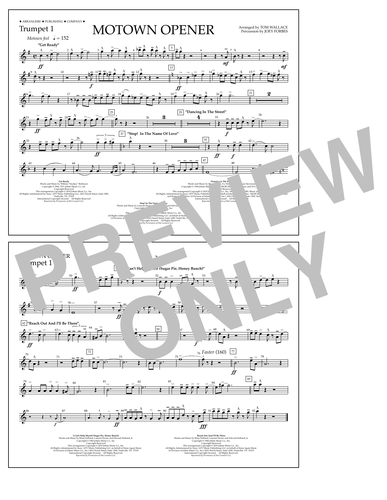 Product picture to: Motown Theme Show Opener (arr. Tom Wallace) - Trumpet 1