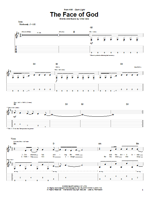 Produktgalerie: Seite 1 von 1 The Face Of God, HIM, Gitarre