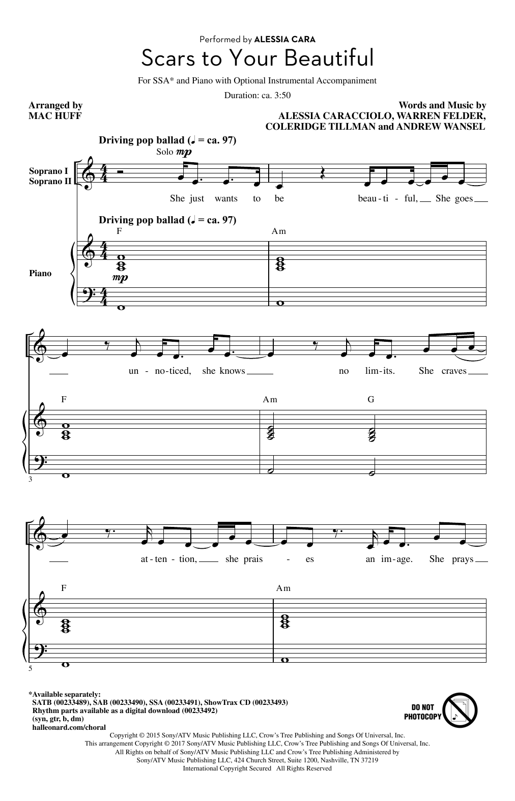 Produktgalerie: Seite 1 von 1 Scars To Your Beautiful (arr. Mac Huff), Alessia Cara, Chor