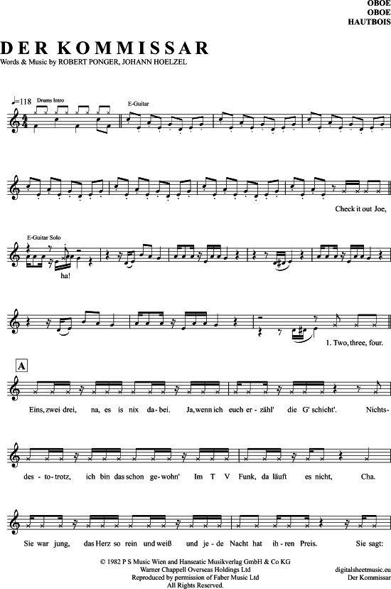 Produktgalerie: Seite 1 von 5 Der Kommissar , Falco, (Oboe)