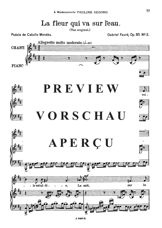 Product gallery: Page 2 of 6 La fleur qui va sur l'eau Op.85 No.2, , Medium Voice and Piano