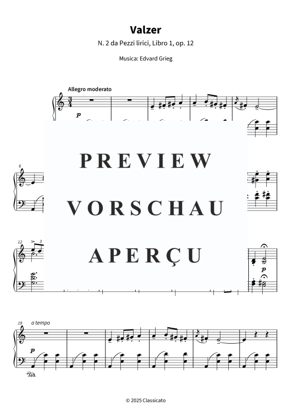 Product gallery: Page 5 of 7 Valzer - N. 2 da Pezzi lirici, Libro 1, op. 12, , Piano Solo