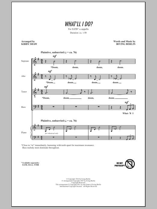 Product gallery: Page 1 of 1 What'll I Do, Kirby Shaw