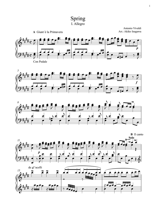 Product picture to: Spring (from: Four Seasons - 3 movements)Antonio Vivaldi