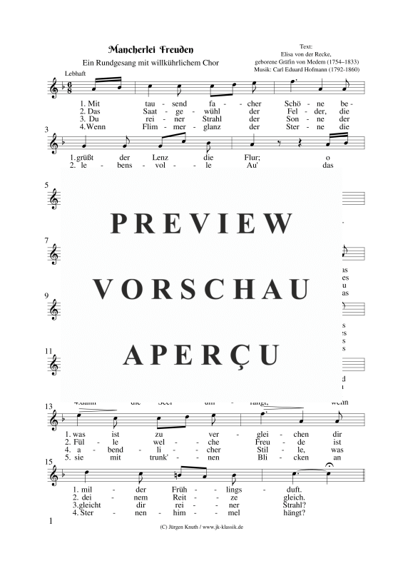 gallery: Mancherlei Freuden (Ein Rundgesang mit willkührlichem Chor), , (Gemischter Chor)