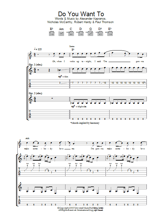 Produktgalerie: Seite 1 von 1 Do You Want To, Franz Ferdinand, Gitarre