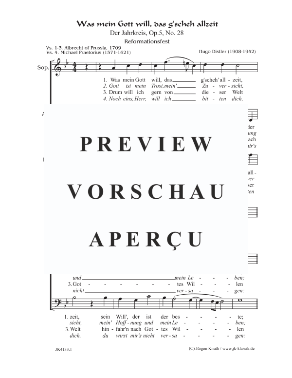 gallery: Was mein Gott will, das g´scheh allzeit (Der Jahrkreis, Op.5, Nr. 28), , Gemischter Chor 3-stimmig SAM
