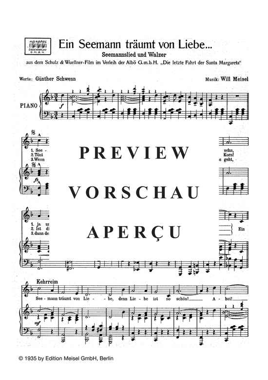Produktgalerie: Seite 4 von 4 Ein Seemann träumt von Liebe, 	, Klavier und Gesang