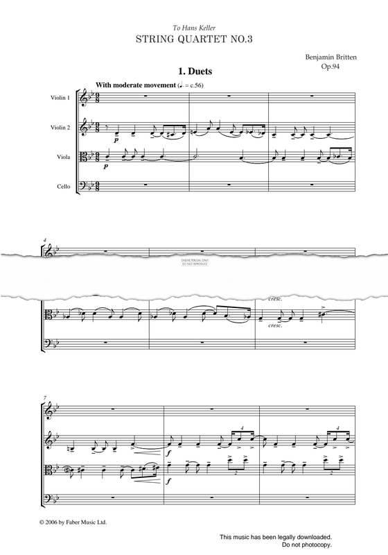 Produktgalerie: Seite 1 von 1 String Quartet No.3, Op.94, Benjamin Britten, Quartett