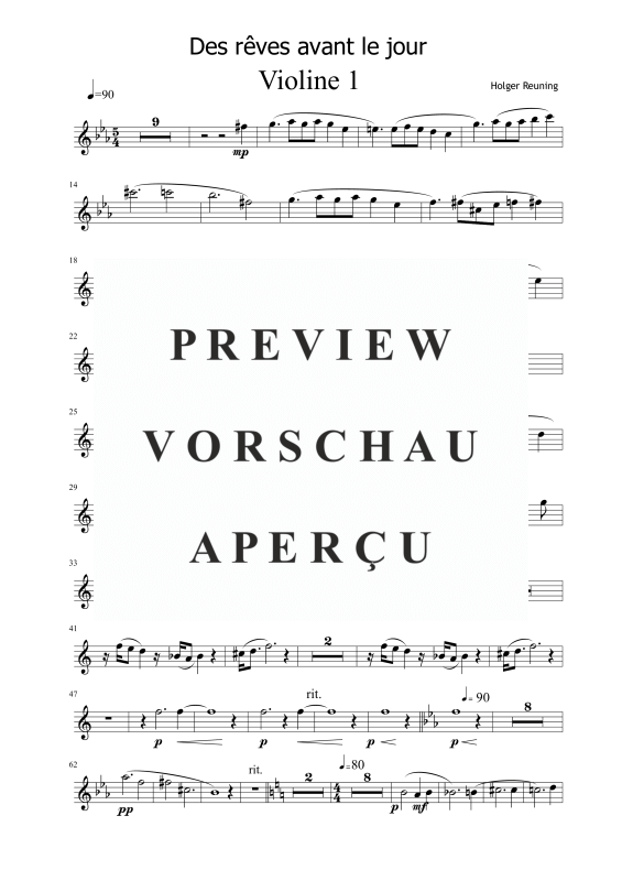 gallery: Des rêves avant le jour, , Gemischtes Ensemble - Violine 1 Einzelstimme