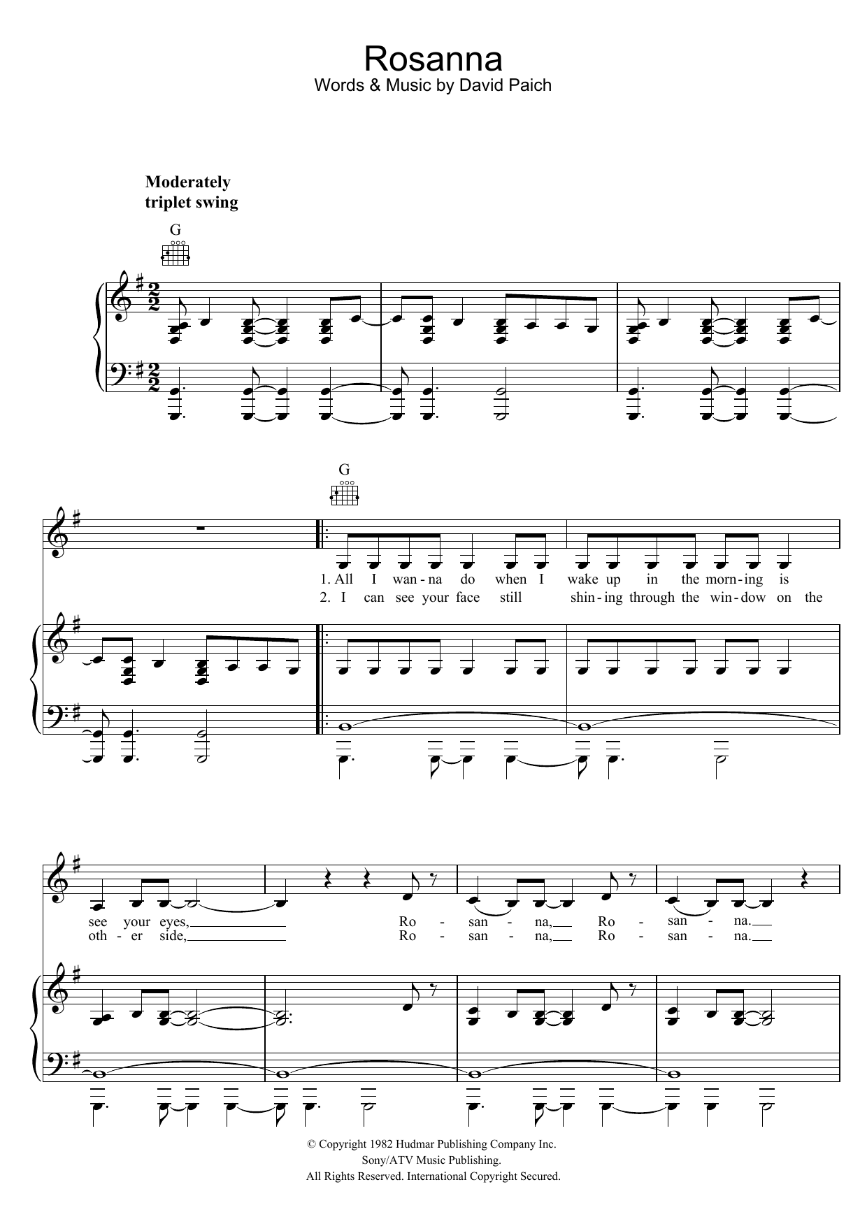 Produktgalerie: Seite 1 von 1 Rosanna, Toto, Gesang, Gitarre, Klavier