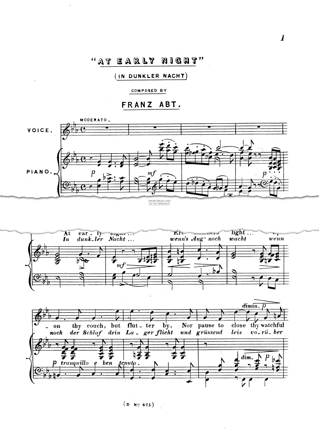 Produktgalerie: Seite 1 von 1 At Early Night (In Dunkler Nacht), Franz Abt, Gesang, Klavier