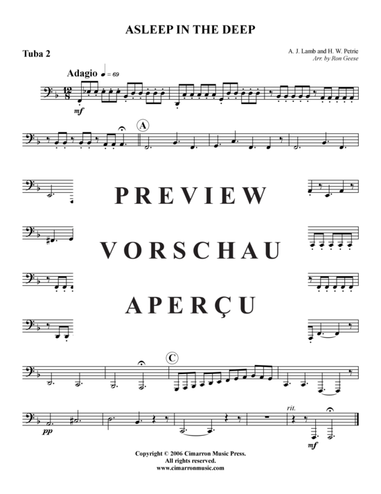 Product gallery: Page 9 of 9 Asleep in the Deep , , (Tuba Quartet: 2x Baritone, 2xTuba)