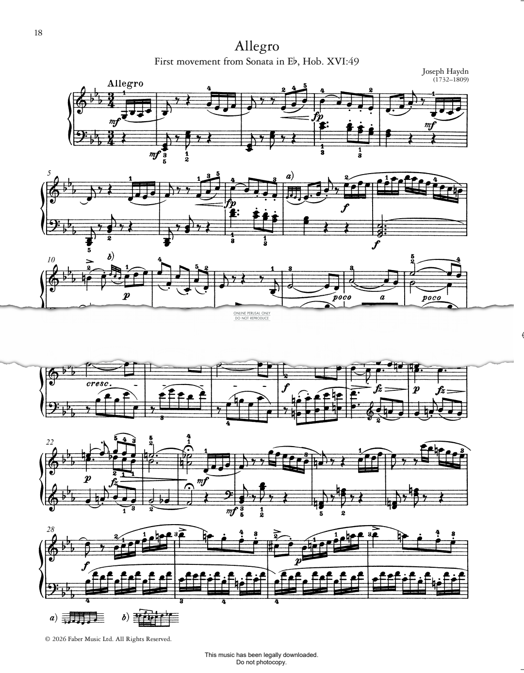 Produktbild zu: Allegro (from 'First movement from Sonata in Eb, Hob. XVI:49')