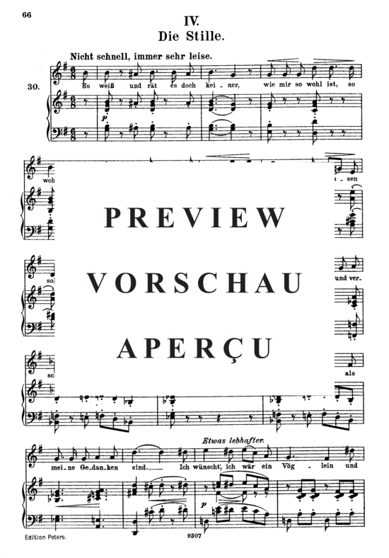 Product gallery: Page 2 of 3 Die Stille, Op.39 No.4, , High Voice and Piano