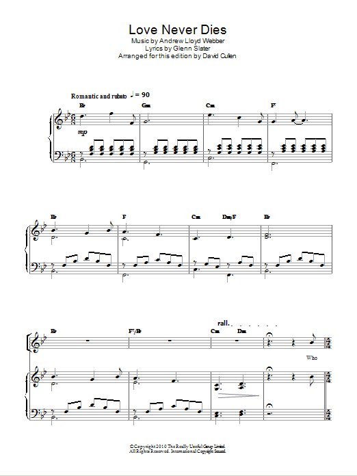 Produktgalerie: Seite 1 von 1 Love Never Dies, Andrew Lloyd Webber, Gesang, Gitarre, Klavier