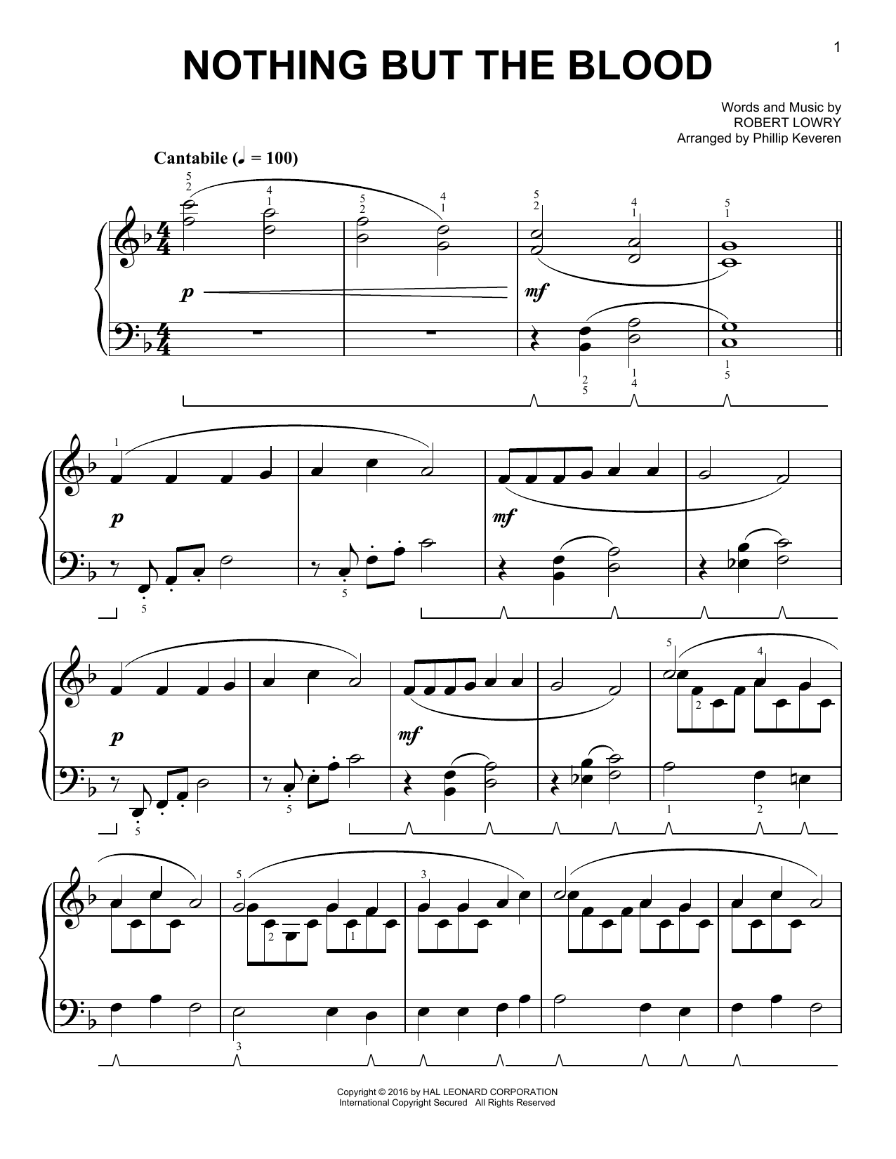 Produktbild zu: Nothing But The Blood [Classical version] (arr. Phillip Keveren)