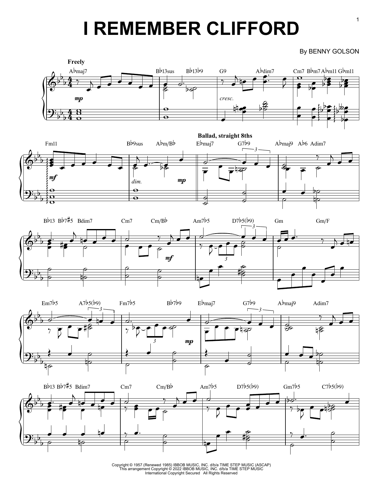 Product picture to: I Remember Clifford [Jazz version] (arr. Brent Edstrom)