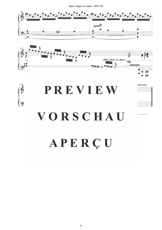 Produktgalerie: Seite 9 von 9 Fuge in A-Moll BWV 561b, , Klavier Solo