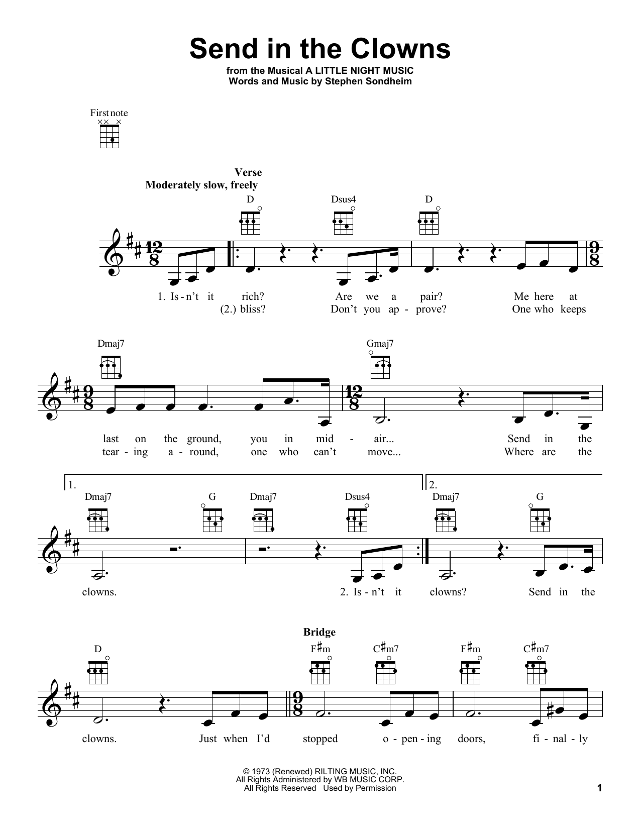 Product gallery: Page 1 of 1 Send In The Clowns (from A Little Night Music), Stephen Sondheim