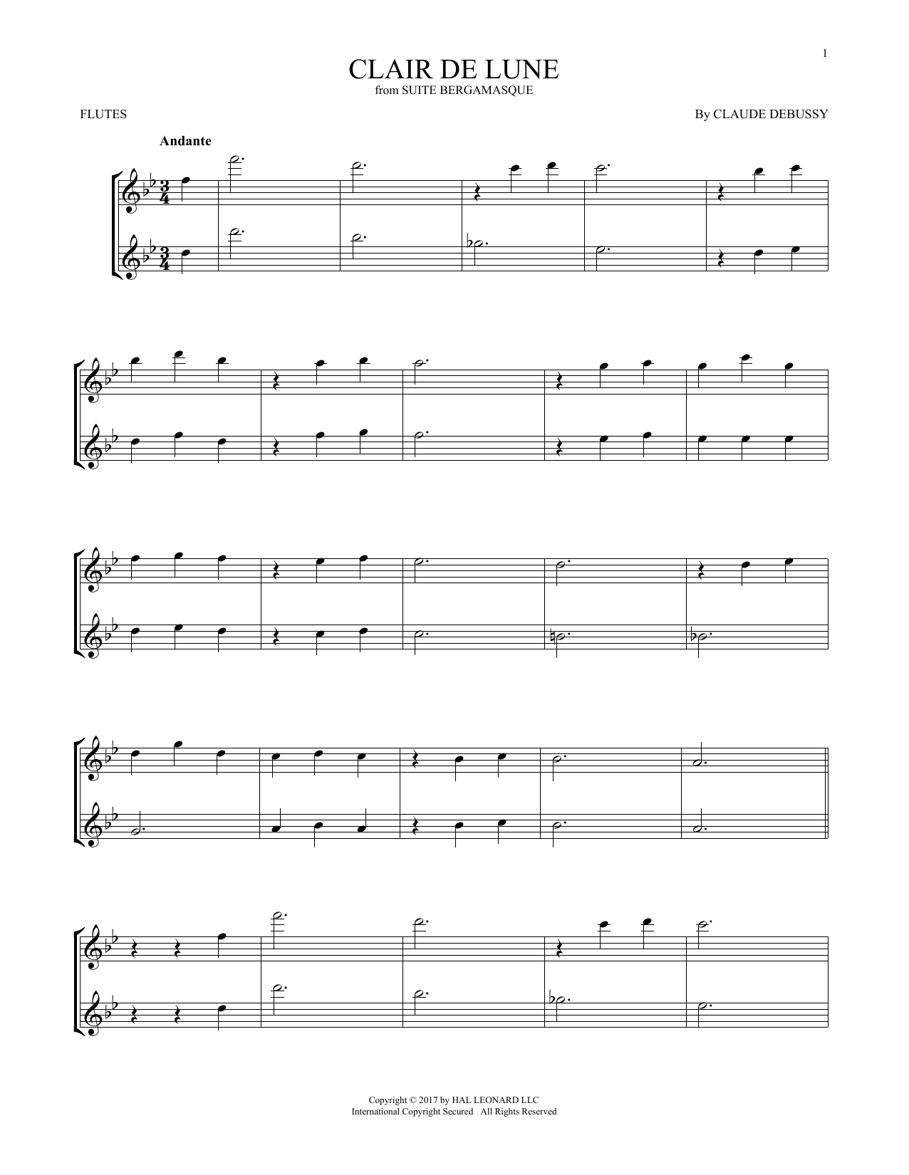 Product gallery: Page 1 of 1 Clair De Lune, Claude Debussy