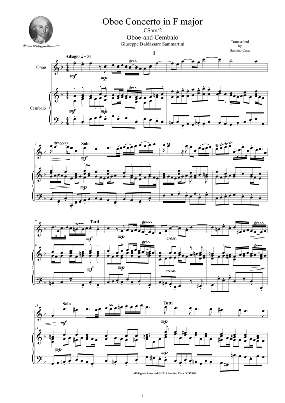 Produktbild zu: Oboen Konzert in F-Dur No. 1Giuseppe Baldassare Sammartini