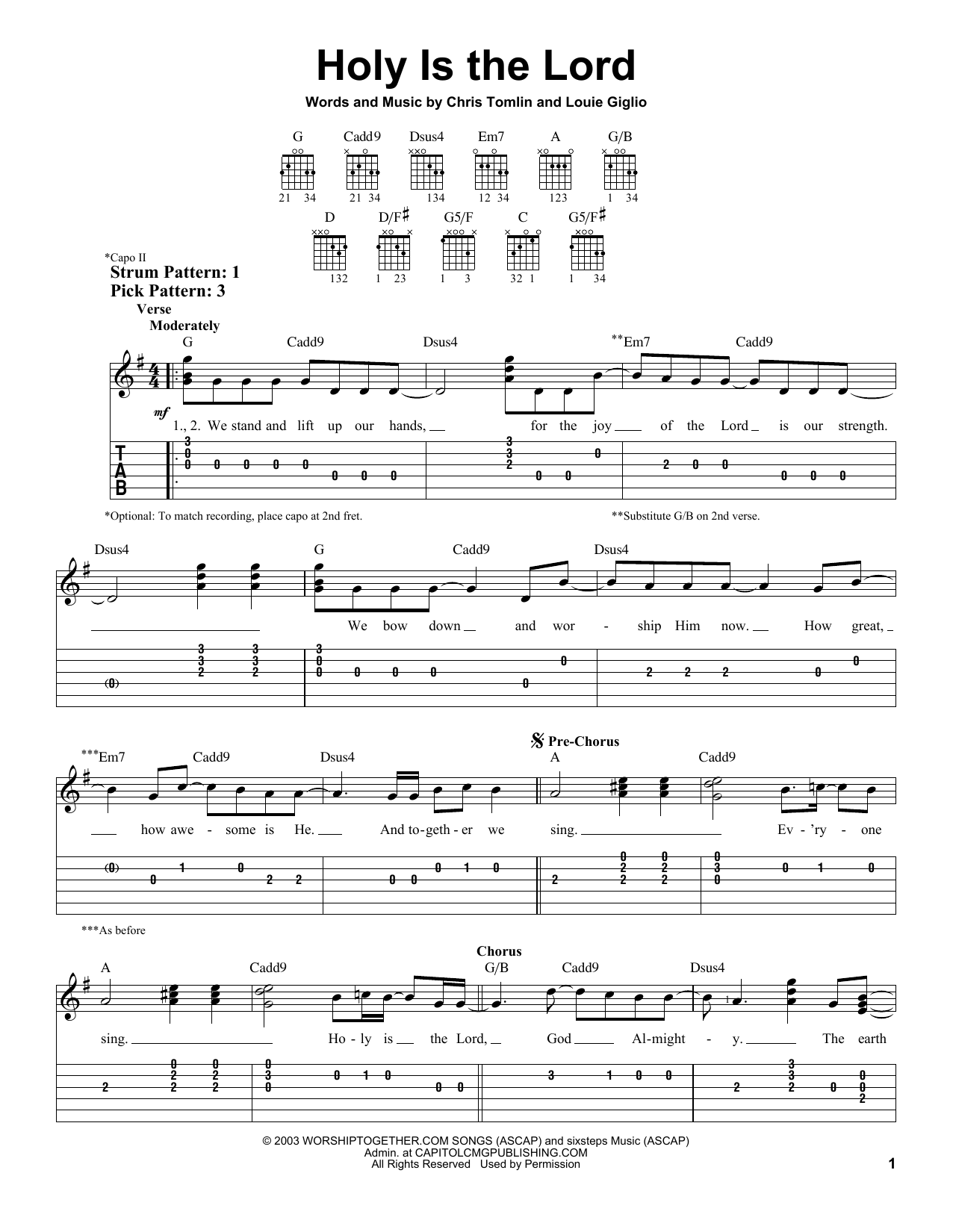 Produktgalerie: Seite 1 von 1 Holy Is The Lord, Chris Tomlin, Gitarre