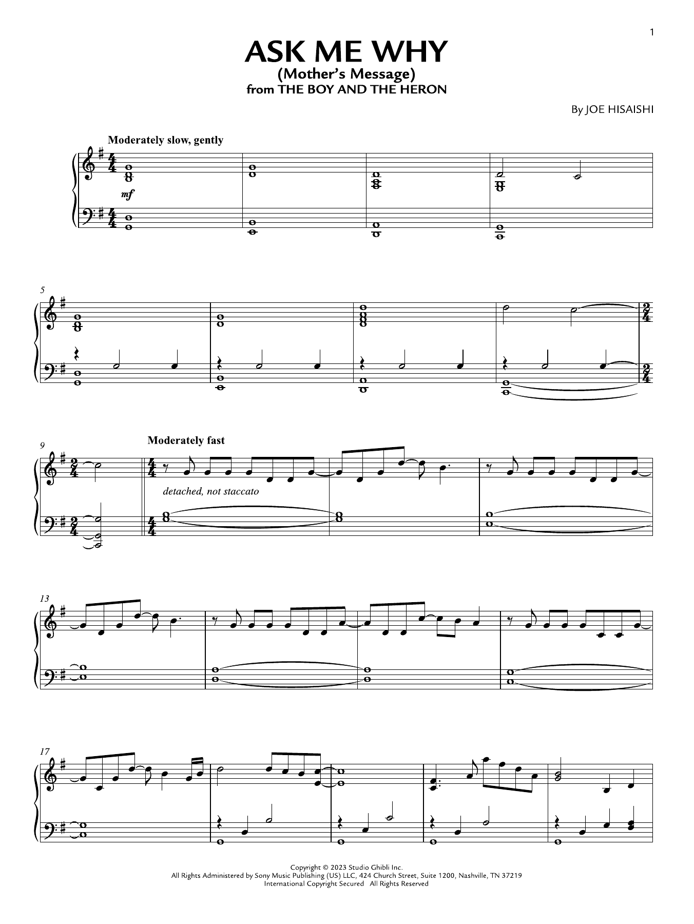 Produktgalerie: Seite 1 von 1 Ask Me Why (Mother's Message) (from The Boy And The Heron), Joe Hisaishi, Klavier