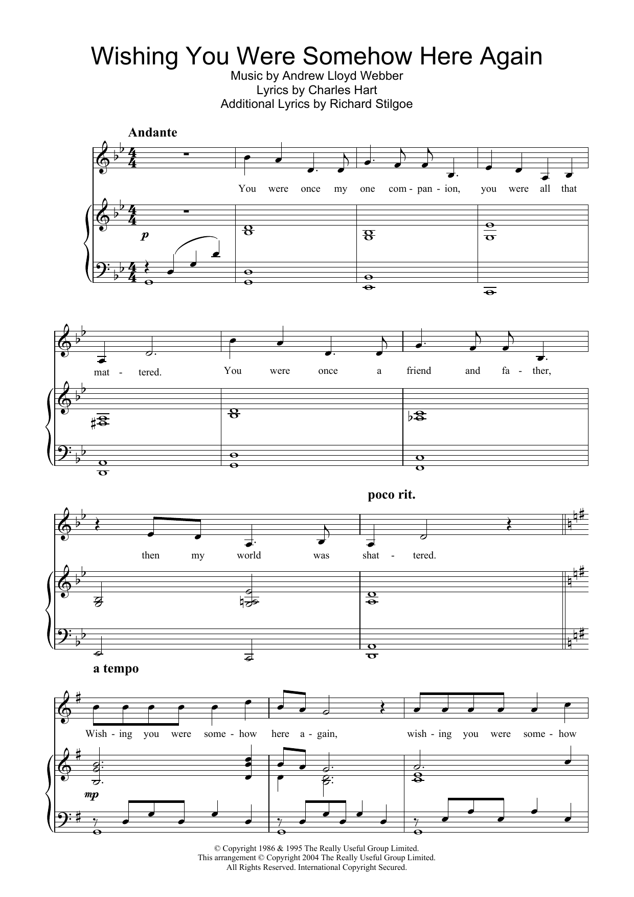 Product picture to: Wishing You Were Somehow Here Again (from The Phantom Of The Opera)