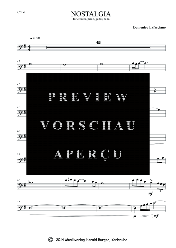 Produktbild zu: Nostalgia (Einzelstimmen)Domenico Lafasciano