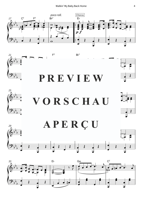Produktgalerie: Seite 6 von 7 Walkin´ My Baby Back Home - Tin Pan Alley Classic - Playable Piano Arrangement in Eb Major, , Klavier Solo