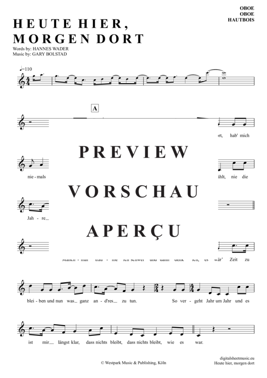 Produktgalerie: Seite 2 von 4 Heute Hier, Morgen Dort , Wader, Hannes, (Oboe)
