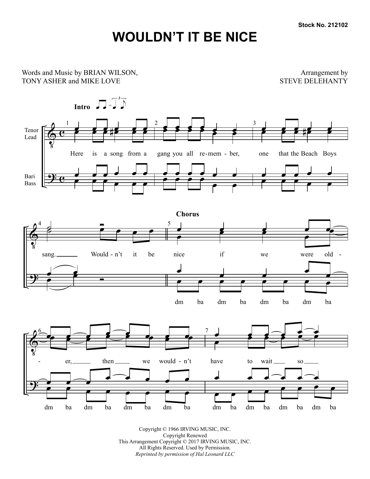 Product picture to: Wouldn't It Be Nice (arr. Steve Delehanty)