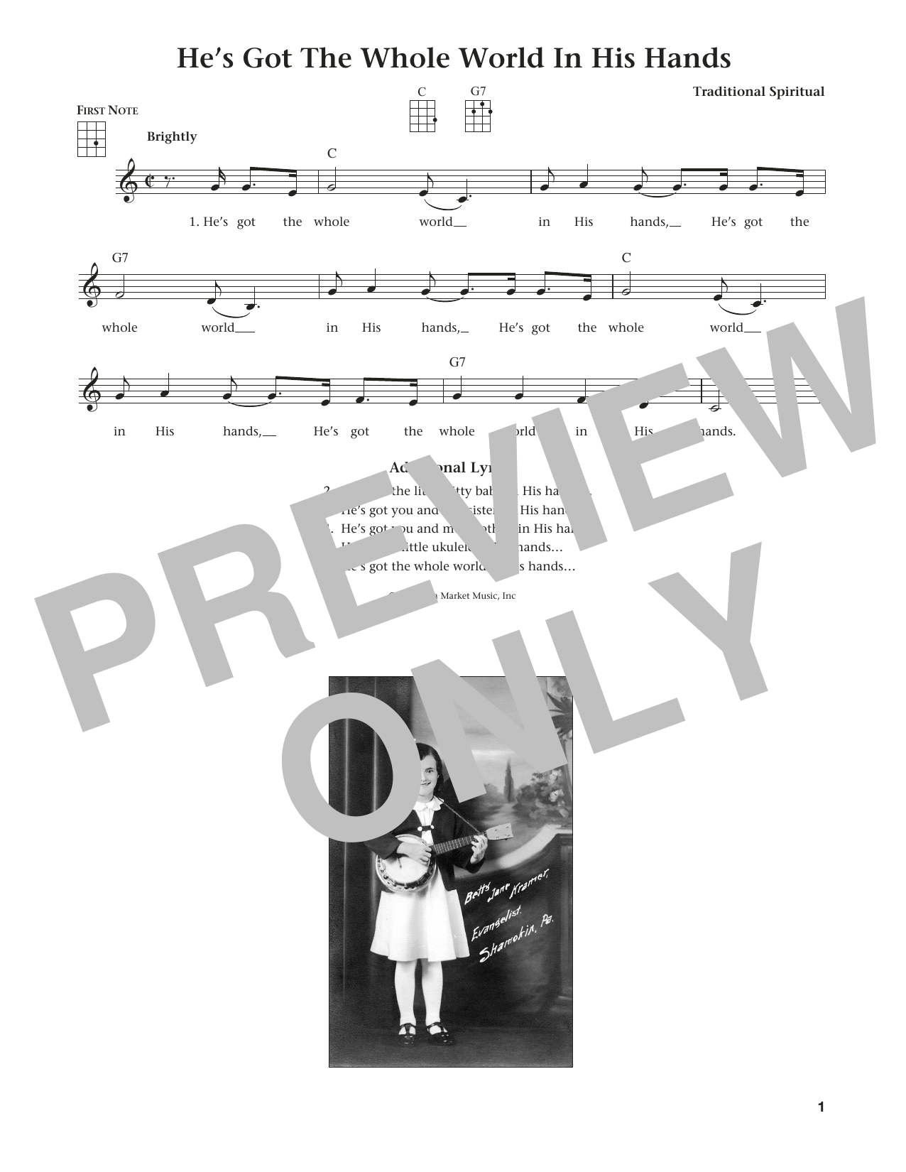 Product gallery: Page 1 of 1 He's Got The Whole World In His Hands (from The Daily Ukulele) (arr. Liz and Jim Beloff), Traditional Spiritual