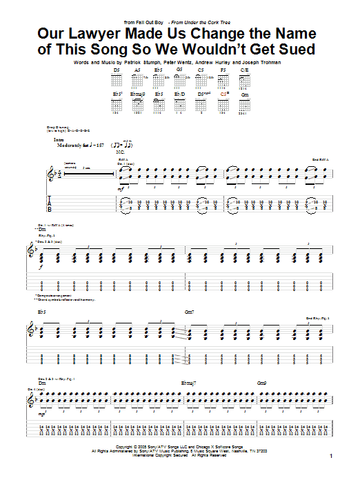 Produktgalerie: Seite 1 von 1 Our Lawyer Made Us Change The Name Of This Song So We Wouldn't Get Sued, Fall Out Boy, Gitarre