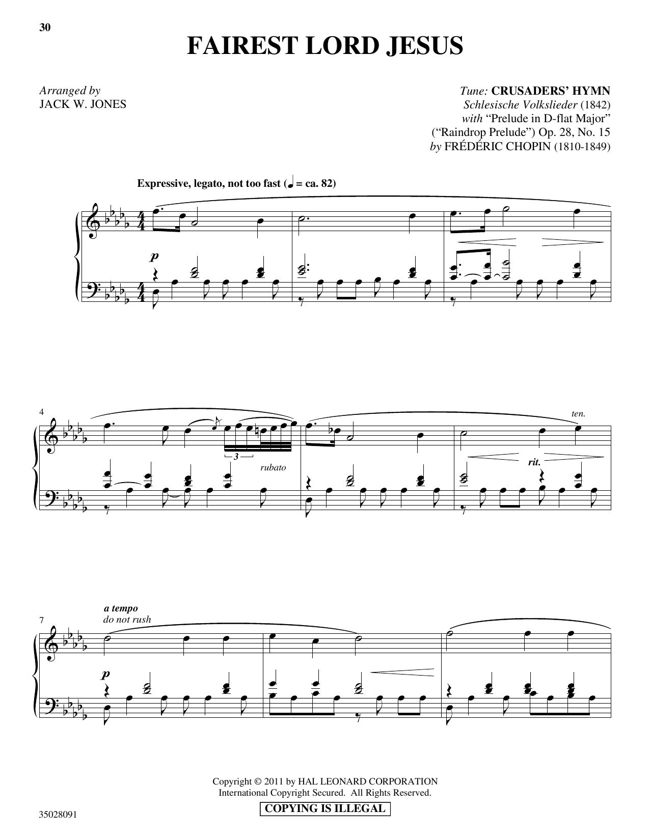 Produktbild zu: Fairest Lord Jesus (with "Prelude in D-flat Major (Raindrop Prelude)")
