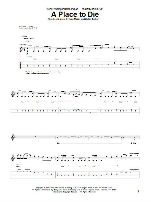 Produktgalerie: Seite 1 von 1 A Place To Die, Five Finger Death Punch, Gitarre