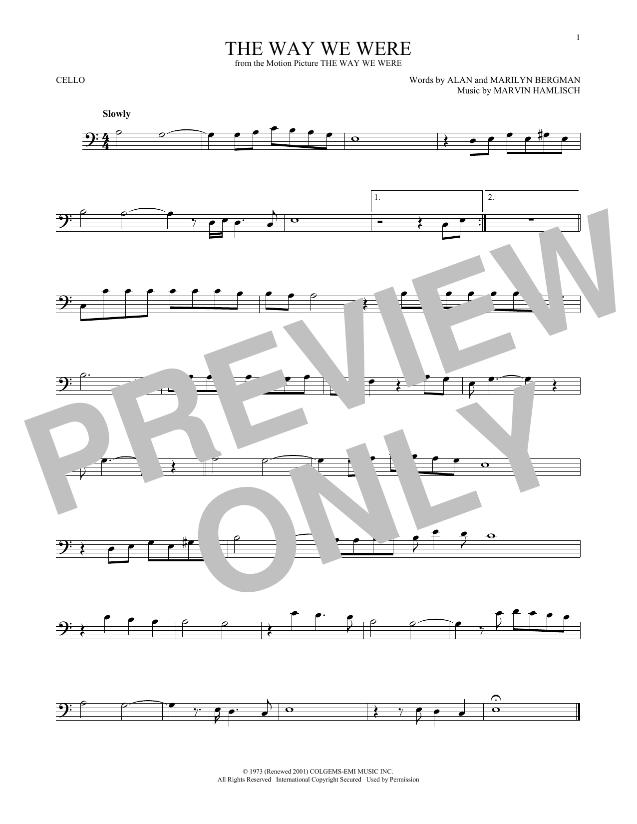 Produktgalerie: Seite 1 von 1 The Way We Were, Barbra Streisand, Violoncello