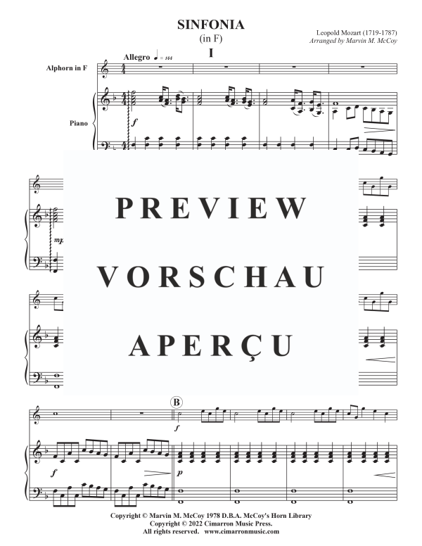 Produktgalerie: Seite 3 von 11 Sinfonia in F, , Alphorn in F und Klavier