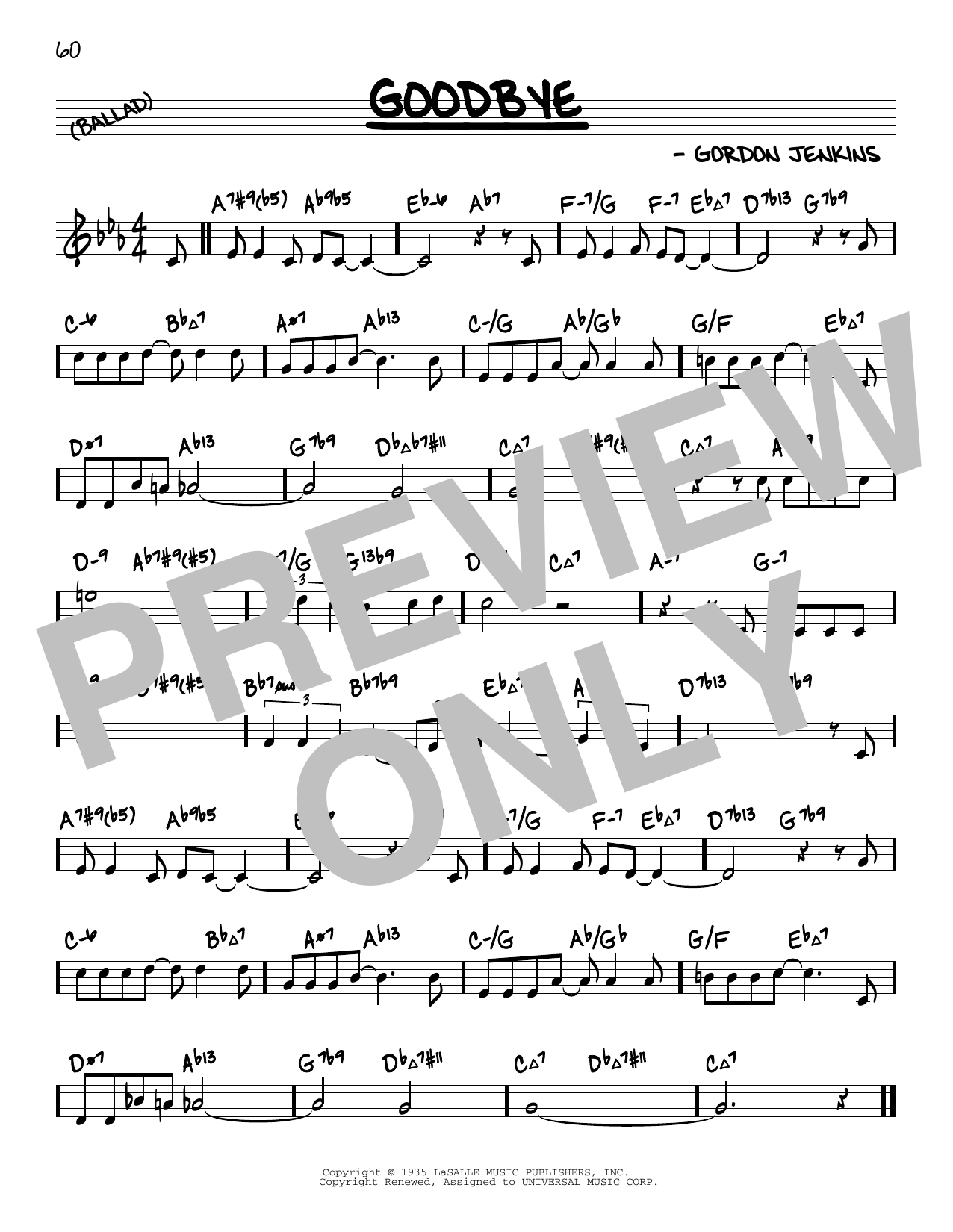 Product picture to: Goodbye (arr. David Hazeltine)