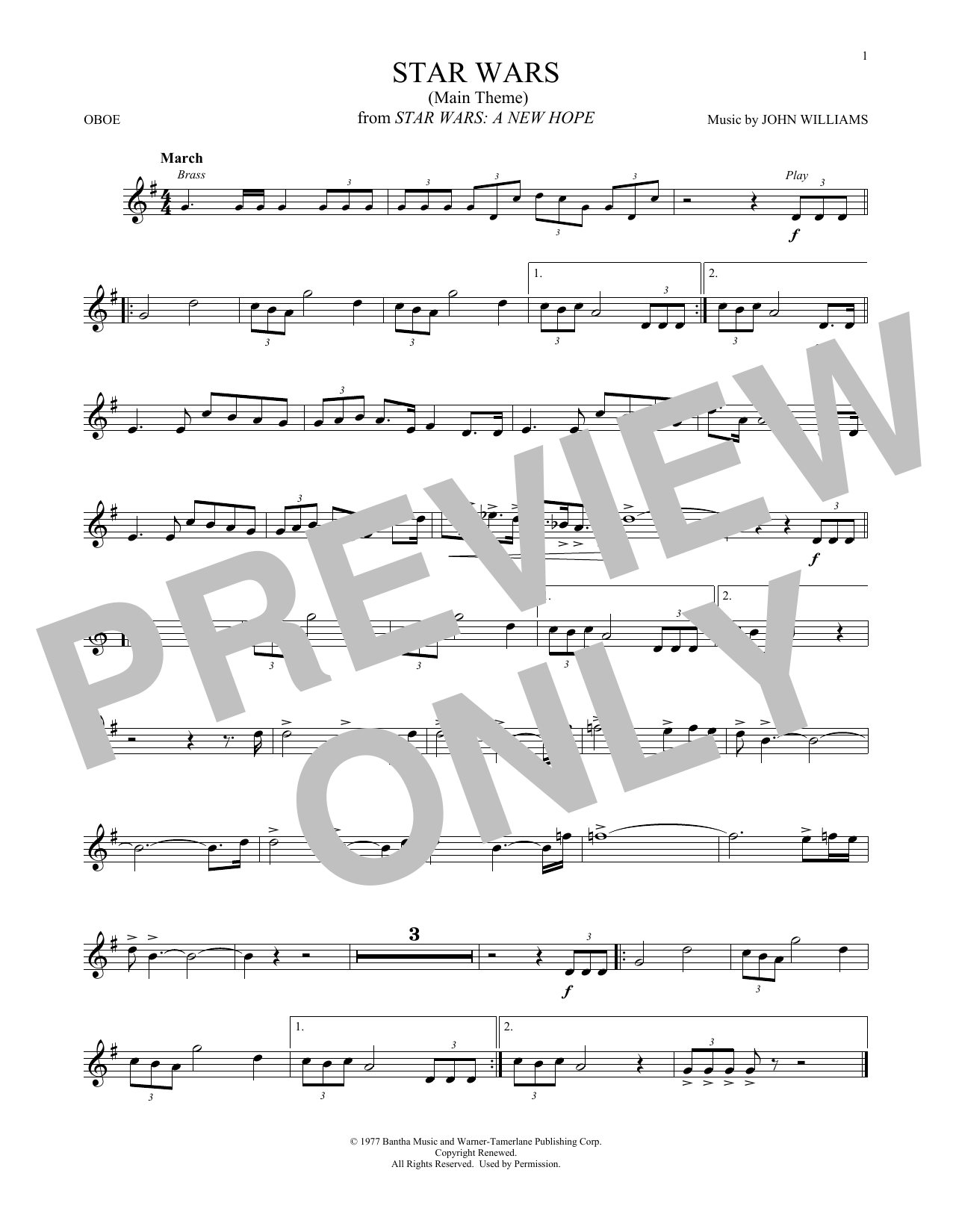 Produktgalerie: Seite 1 von 1 Star Wars (Main Theme), John Williams, Oboe