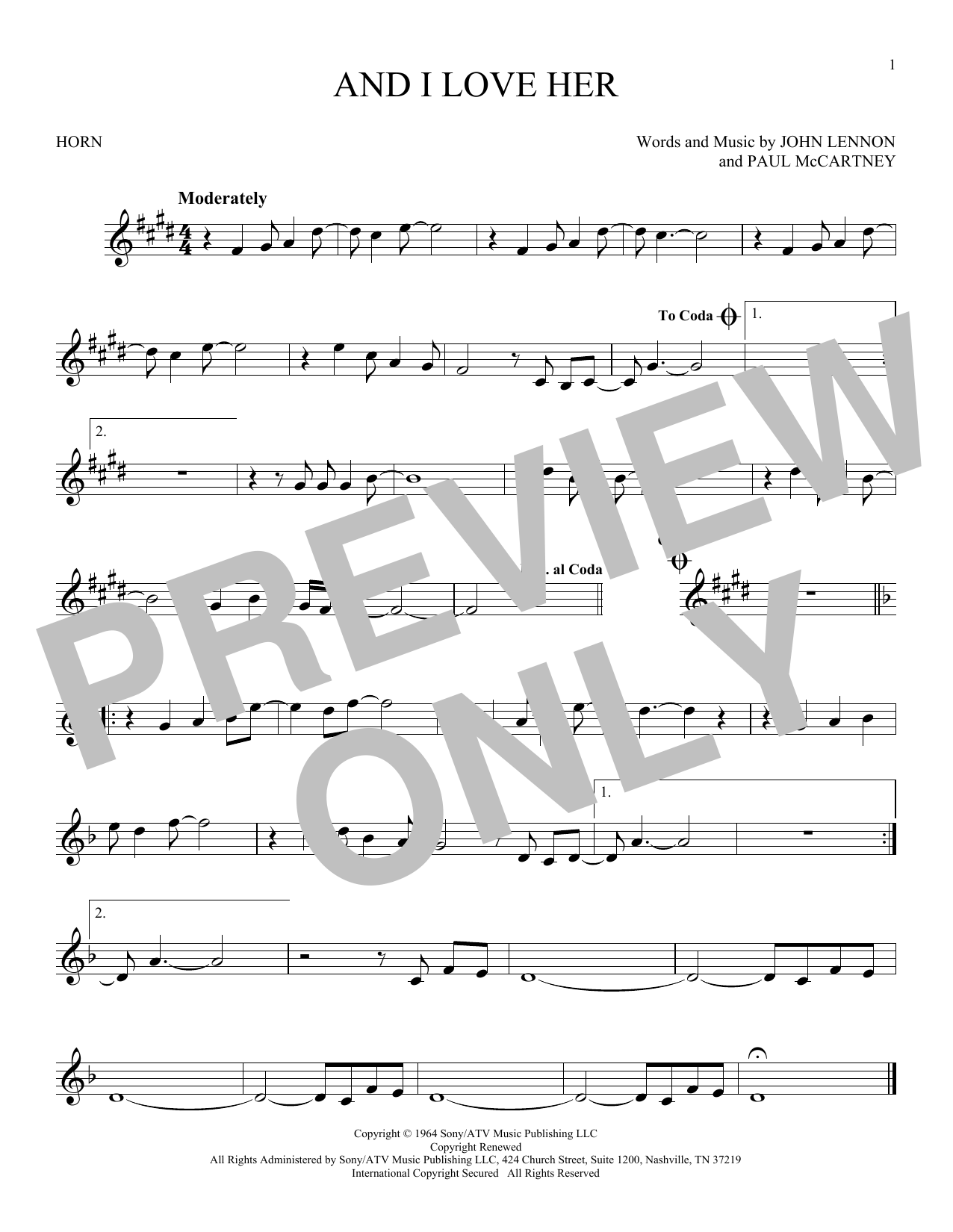 Produktgalerie: Seite 1 von 1 And I Love Her, The Beatles, Horn