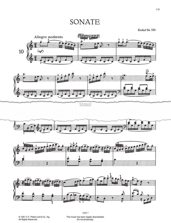 Produktgalerie: Seite 1 von 1 Piano Sonata No. 10 In C Major K330, Wolfgang Amadeus Mozart, Klavier