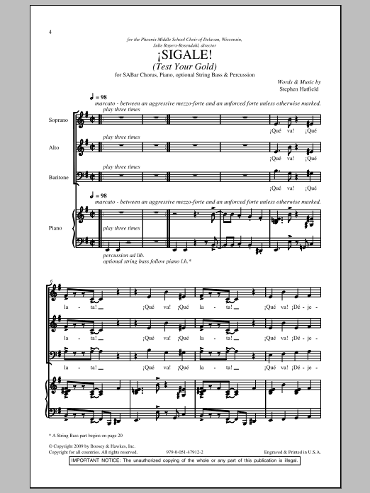 Produktgalerie: Seite 1 von 1 Sigale (Test Your Gold), Stephen Hatfield, Chor