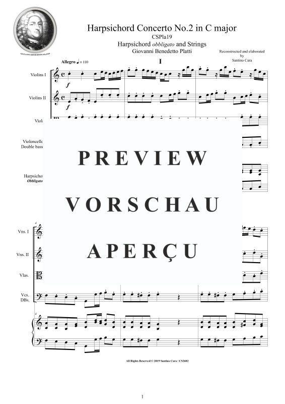 Produktgalerie: Seite 2 von 11 Cembalo Konzert Nr. 2 in C-Dur, , Cembalo und Streichorchester