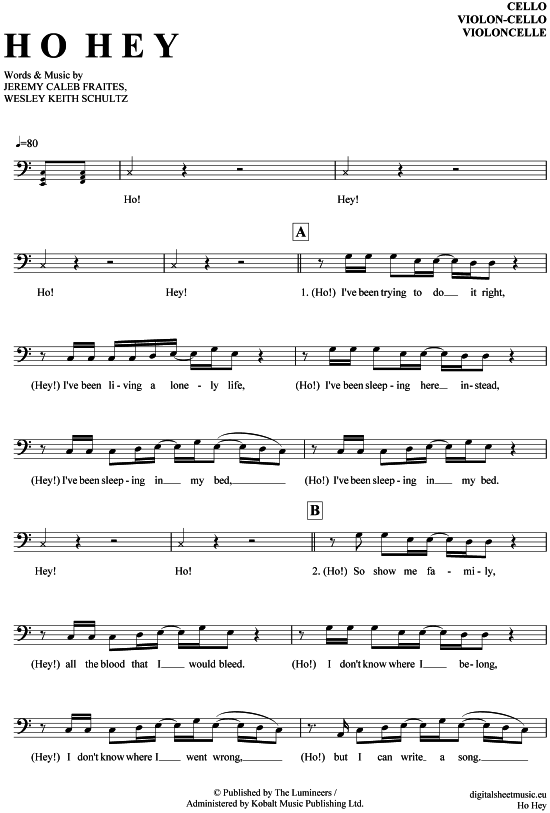 Produktgalerie: Seite 1 von 4 Ho Hey , Lumineers, The, (Violon-Cello)