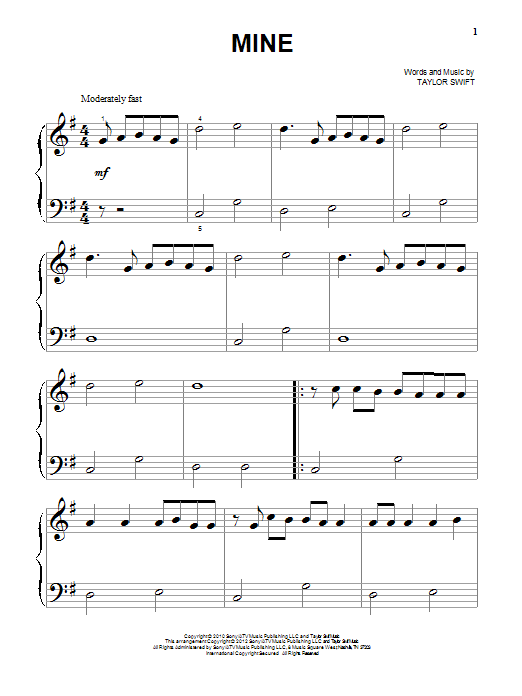 Produktgalerie: Seite 1 von 1 Mine, Taylor Swift, Klavier